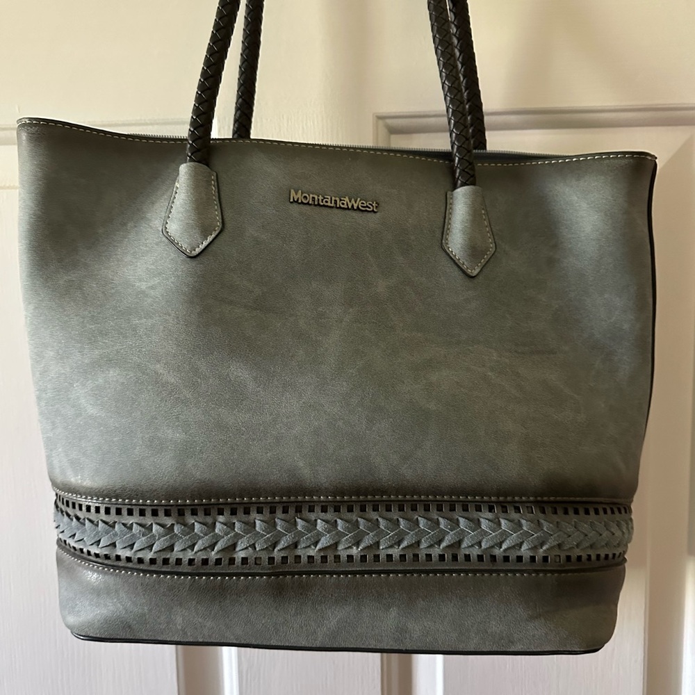 Montana West Blue Braided-Accent Tote